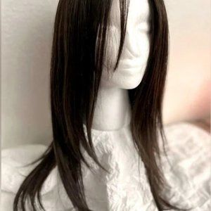 HAND TIED Belle Tress Wig “Tea Leaf Layer” Dark Brown Full Mono